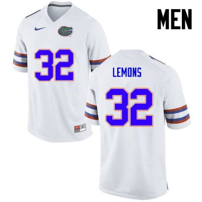 Men's Florida Gators #32 Adarius Lemons NCAA Nike White Authentic Stitched College Football Jersey ILF6462HD